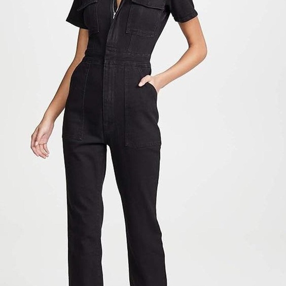 Good American Fit For Success denim jumpsuit in black - Picture 5 of 15